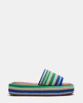 BEACHY Woven Green Multi Platform Slide Women's Sandal
