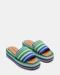 BEACHY Woven Green Multi Platform Slide Women's Sandal