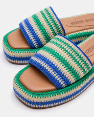 BEACHY Woven Green Multi Platform Slide Women's Sandal