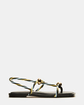 LOCO Black Multi Women's Strappy Square Toe Sandal