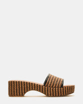 COSIMA Black/Beige Platform Raffia Slide Women's Sandal