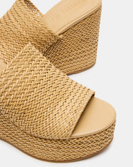 CASSI Natural Platform Raffia Wedge Women's Sandal