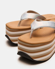 SEVILLA Natural Multi Thong Platform Chunky Flatform Square-Toe Women's Sandal