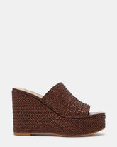 CASSI Brown Platform Raffia Wedge Women's Sandal