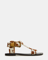 BRAZINN Brown Cow Print Strappy Flat Sandal Women's Sandal