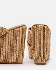 CERCEI Natural Raffia Platform Square-Toe Wedge Women's Sandal