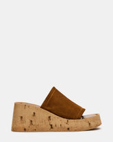 CELLAR Chestnut Suede Platform Wedge Square-Toe Women's Sandal
