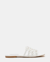 LOTUS White Leather Square-Toe Slide Women's Sandal