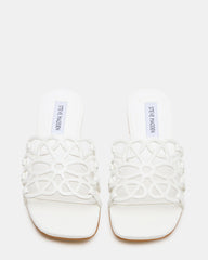 LOTUS White Leather Square-Toe Slide Women's Sandal