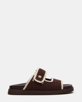 MAYSIE Brown Multi Woven Flatform Footbed Slide Women's Sandal