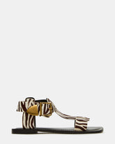 BRAZINN Zebra Strappy Flat Sandal Women's Sandal