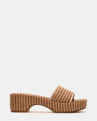 COSIMA Natural Platform Raffia Slide Women's Sandal