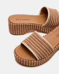 COSIMA Natural Platform Raffia Slide Women's Sandal