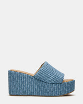 JETTY Blue Raffia Platform Wedge Women's Sandal