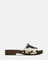 CENTO Black Cow Print Studded Slide Women's Sandal