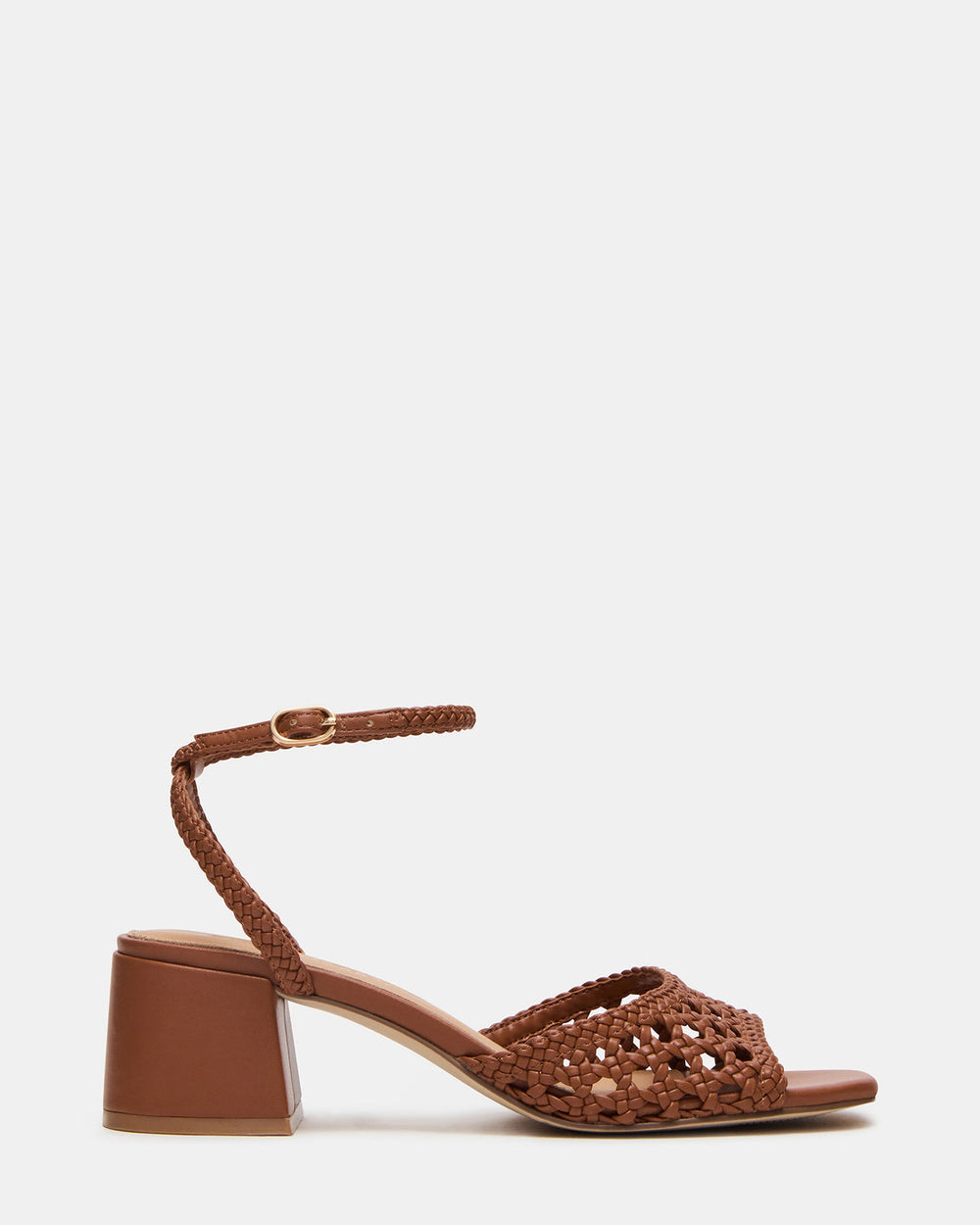 SOLEIL Tan Square-Toe Woven Women's Sandal