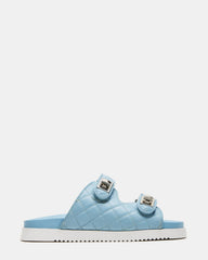 SCHMONA Blue Leather Quilted Slide | Women's Sandals