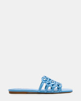 LOTUS Blue Leather Square-Toe Slide Women's Sandal