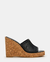 CRUZ Black Square-Toe Platform Mesh Wedge Mule Women's Sandal