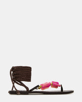 TASHA Pink Multi Strappy Lace-Up Flat Women's Sandal