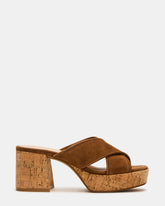 MARSDEN Chestnut Suede Women's Platform Square-Toe Mule Sandal