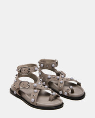 LINEAR Grey Suede Strappy Footbed Studded Women's Sandal