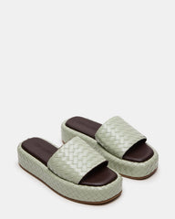 BEACHY Quilted Pistachio Platform Slide Women's Sandal