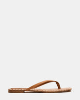 MARELLA Cognac Leather Women's Thong Square-Toe Sandal