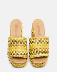 KOLA Raffia Multi Platform Square-Toe Block Heel Mule Women's Sandal