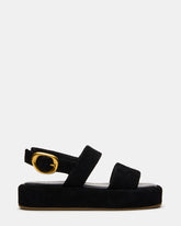 BARONI Black Suede Square-Toe Platform Women's Sandals