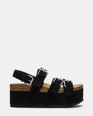 KIWI Black Suede Women's Strappy Platform Sandal