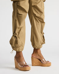 CAYMAN Clear Platform Square-Toe Wedge Women's Sandal