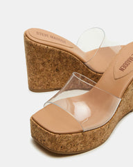 CAYMAN Clear Platform Square-Toe Wedge Women's Sandal
