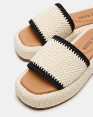 BEACHY Woven Cream Multi Platform Slide Women's Sandal