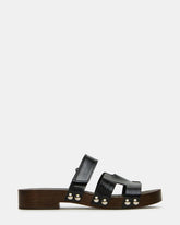 CANAL Black Patent Wood Bottom Slide Women's Sandal
