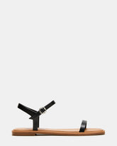 CAMARI Black Leather Square Toe Strappy Sandal | Women's Sandals