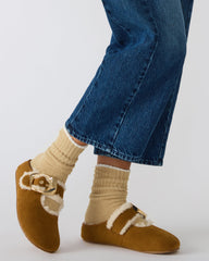 CLOUDY Chestnut Slip-On Mule Mary Jane Faux Fur Women's Flat