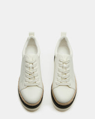 STRECKER White Platform Women's Low-Top Lace-Up Sneaker