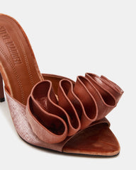 AFFINITY Rust Satin Pointed-Toe Stiletto Mule Women's Heel