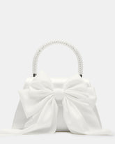 COSETTE Bag White Satin Beaded Top-Handle Mini Handbag