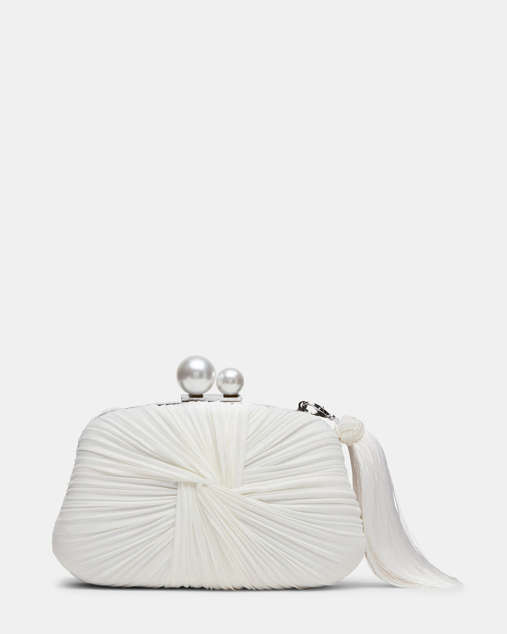 ROSALIE Bag White Twisted Pleats Minaudiere Crossbody Clutch Handbag