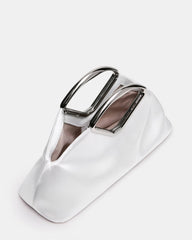 BARBARA Bag White Soft Satin Metal Bracelet Crossbody Clutch Handbag