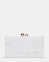 CAMILAA Bag White Geometric Pearlescent Minaudiere Crossbody Clutch Handbag