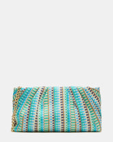 PALOMAA Bag Blue/Multi Straw Clutch Crossbody Handbag