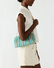 PALOMAA Bag Blue/Multi Straw Clutch Crossbody Handbag
