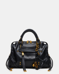 RIGGS Bag Black/Gold Slouchy Top-Handle Crossbody Satchel Handbag