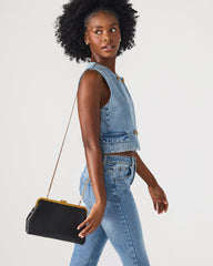 KISSES Bag Black Chain Strap Crossbody Clutch Handbag