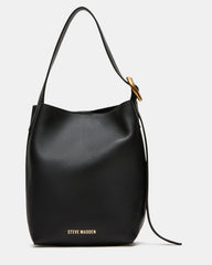 SOFIEE Bag Black Leather Shoulder Strap Bucket Tote Handbag