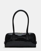ANISE Bag Black Crocodile Elongated Shoulder Strap Handbag