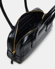 ANISE Bag Black Crocodile Elongated Shoulder Strap Handbag
